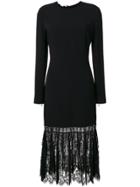 Stella Mccartney Pleated Lace Hem Dress - Black