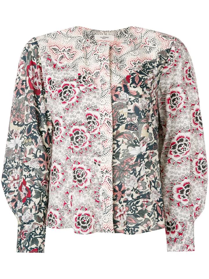Isabel Marant Multi-print Round Neck Blouse - Neutrals
