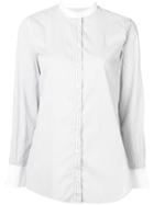 Closed Mandarin Collar Striped Shirt - Blue
