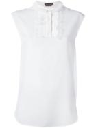 Rochas Ruffle Detail Top, Women's, Size: 44, White, Silk/polyamide