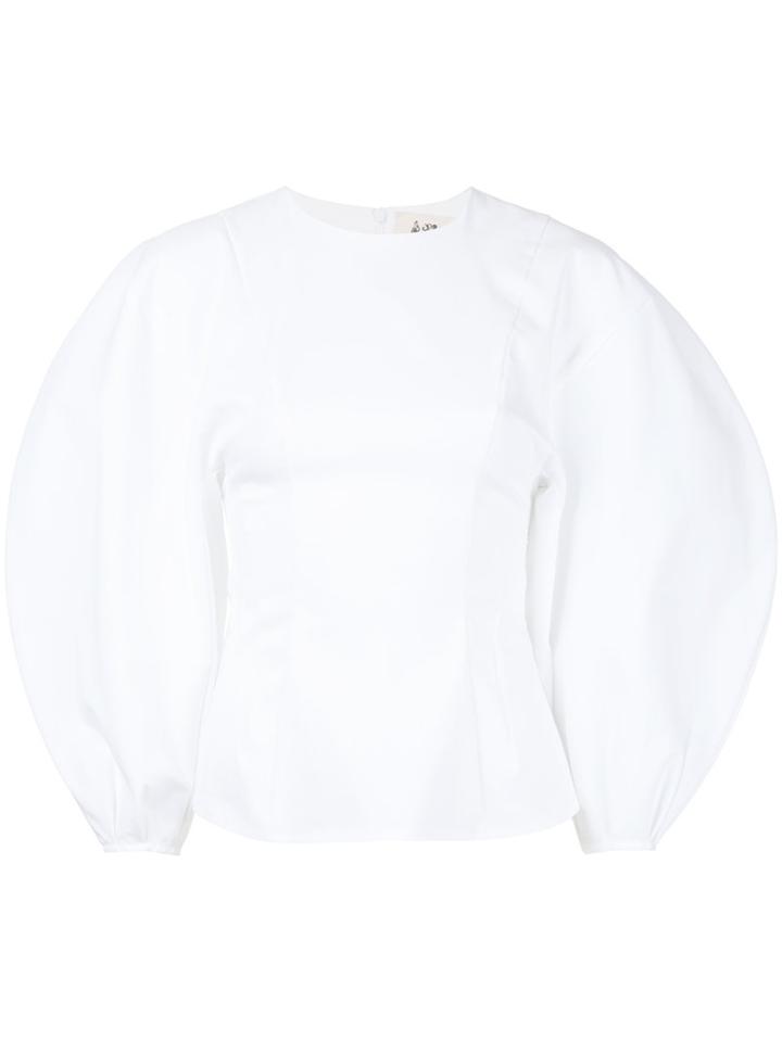 A.w.a.k.e. Ballon Sleeves Blouse, Women's, Size: 34, White, Cotton/polyester/polyurethane
