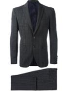 Tonello Plaid Fitted Suit, Men's, Size: 48, Grey, Spandex/elastane/viscose/virgin Wool