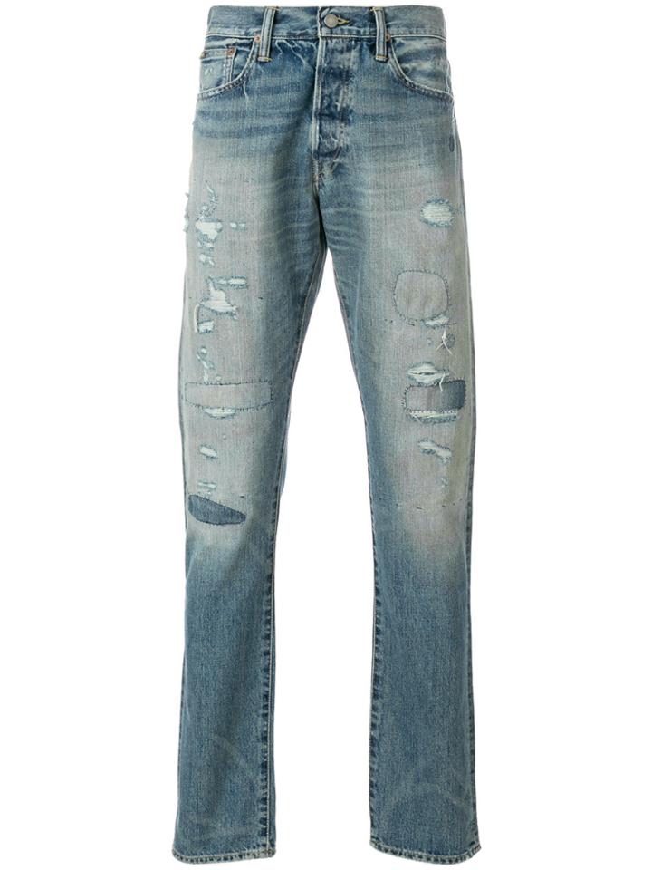Polo Ralph Lauren Distressed Slim-fit Jeans - Blue
