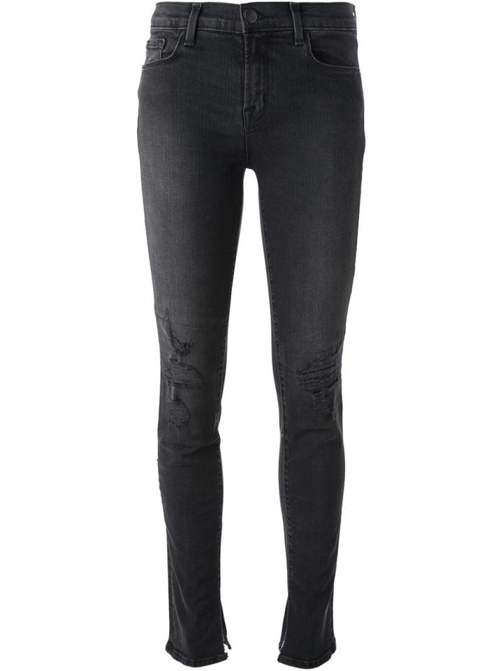J Brand Distressed Skinny Jeans, Women's, Size: 27, Grey, Cotton/elastodiene/polyester
