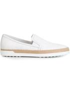 Tod S Braided Trim Slip-on Sneakers, Women's, Size: 40, White, Calf Leather/rubber