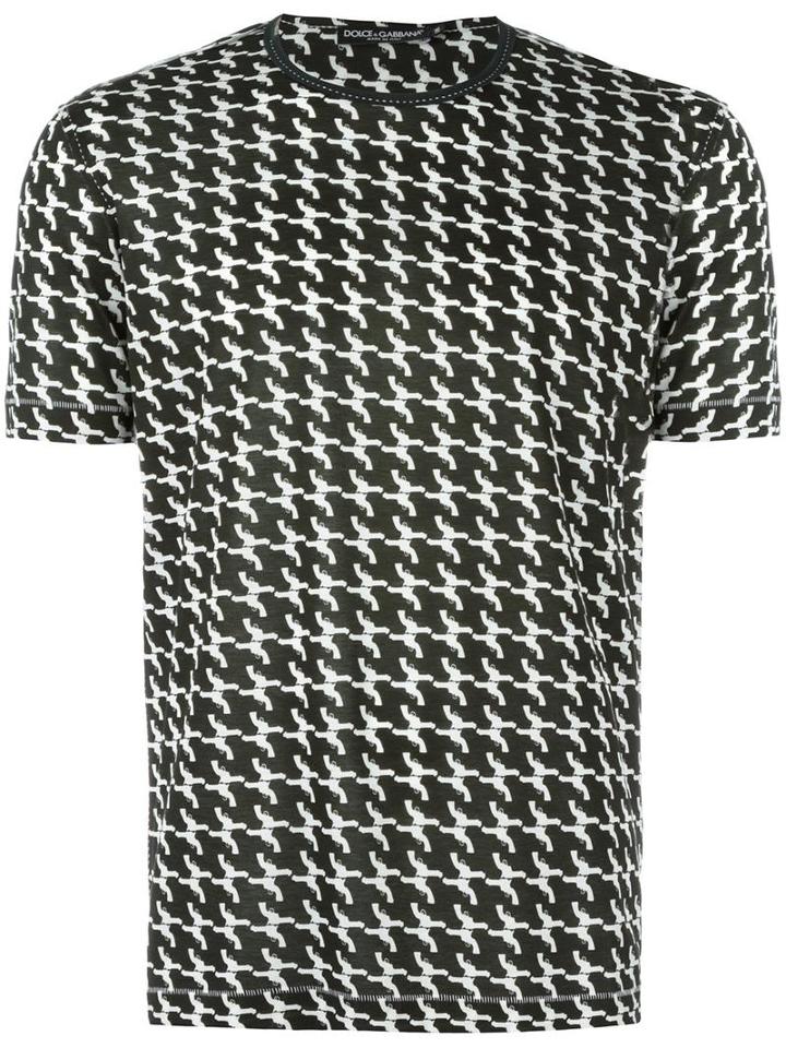 Gun Print T-shirt, Men's, Size: 50, Green, Cotton, Dolce & Gabbana