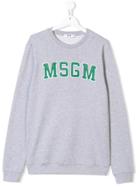 Msgm Kids Teen Logo Embroidered Sweatshirt - Grey