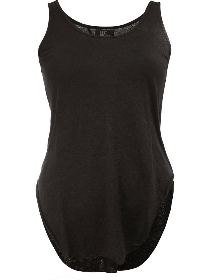Lost & Found Ria Dunn Curved Hem Tank, Women's, Size: Small, Black, Linen/flax/spandex/elastane
