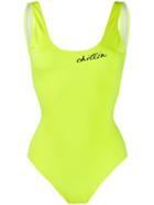 Natasha Zinko Chillin Slogan Swimsuit - Yellow