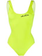 Natasha Zinko Chillin Slogan Swimsuit - Yellow