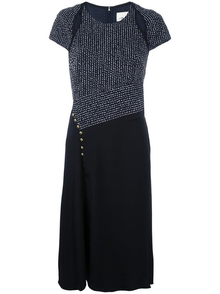 3.1 Phillip Lim Shortsleeved Bouclé Dress, Women's, Size: 2, Blue, Polyamide/cotton/silk