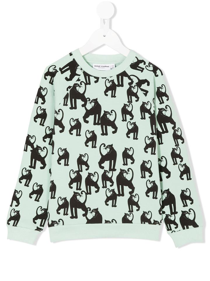 Mini Rodini - Panther Print Sweatshirt - Kids - Organic Cotton/spandex/elastane - 5 Yrs, Green
