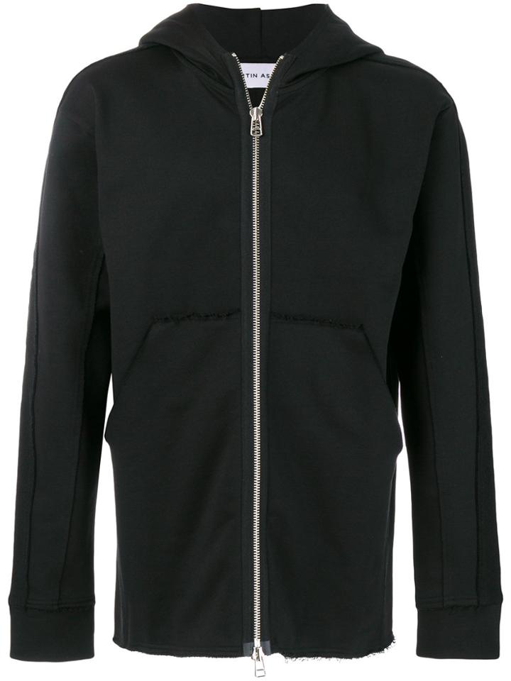 Martin Asbjorn Zipped Panelled Hoodie - Black
