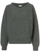 Lemaire Open V-neck Ribbed Jumper - Grey