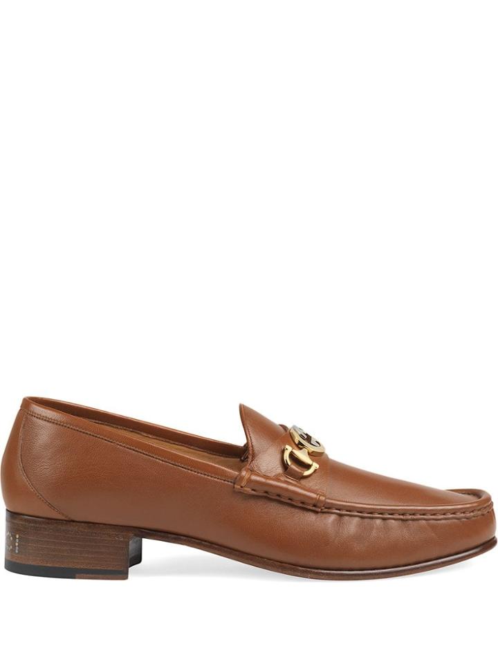 Gucci Leather Loafers With Interlocking G Horsebit - Brown