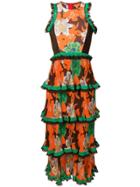 Etro Frilled Floral-print Dress - Orange