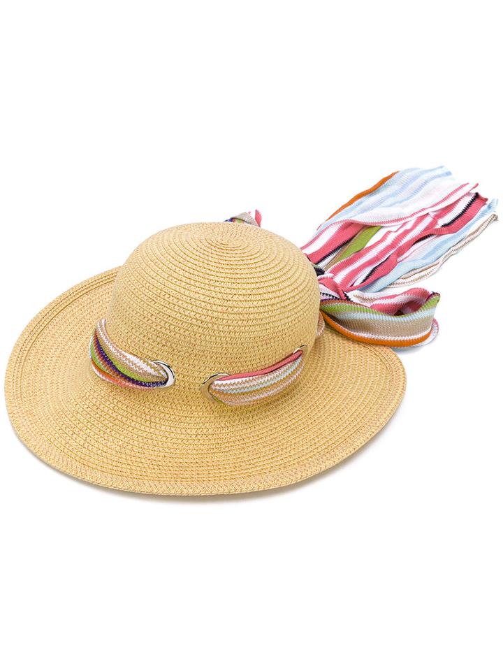 Missoni - Wide-brim Scarf Hat - Women - Paper/polyester - 57, Nude/neutrals, Paper/polyester