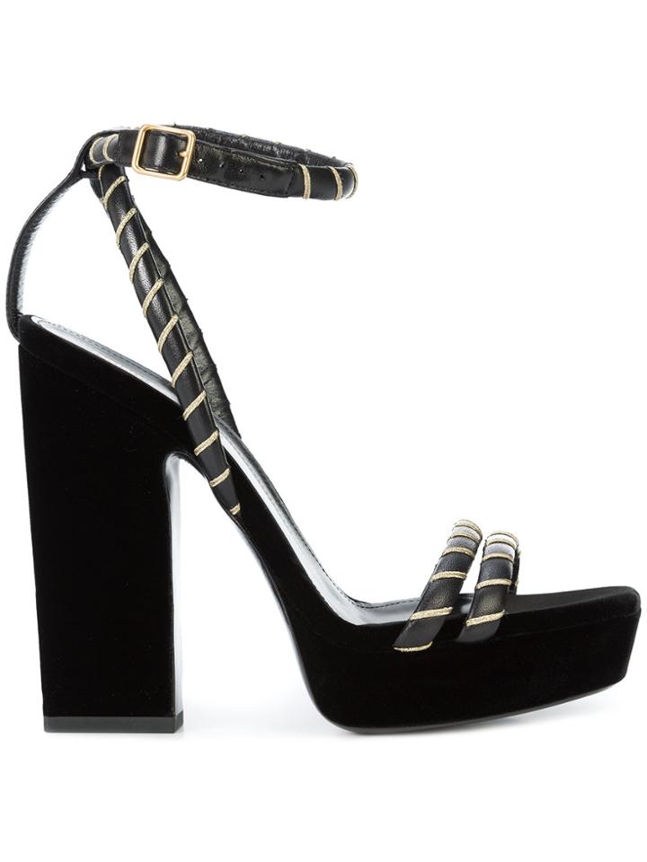 Saint Laurent Woven Platform Sandals - Black
