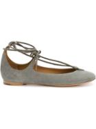Chloé Lace-up Ballerinas, Women's, Size: 39.5, Grey, Suede