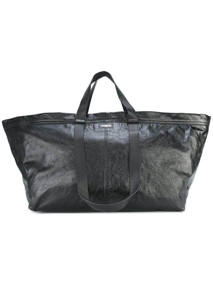 Balenciaga Oversized Tote, Men's, Black, Cotton/lamb Skin
