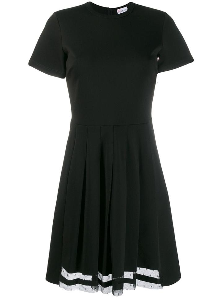 Red Valentino Short-sleeve Pleated Dress - Black