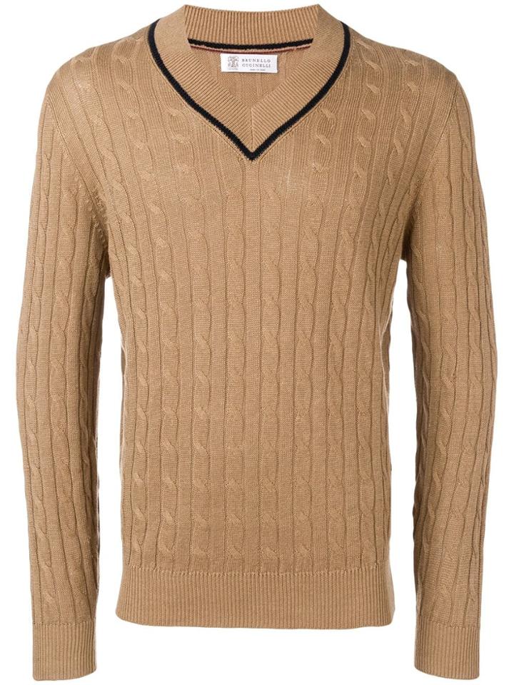 Brunello Cucinelli Cable Knit Jumper - Brown
