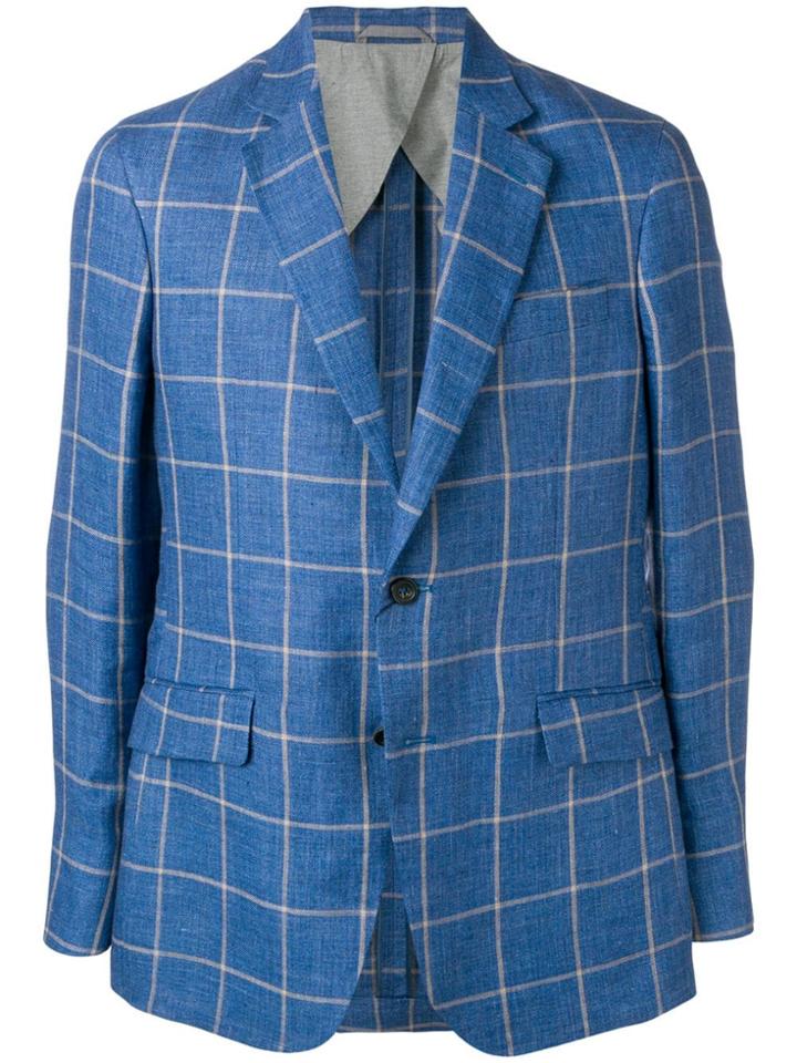 Hackett Check Print Blazer - Blue