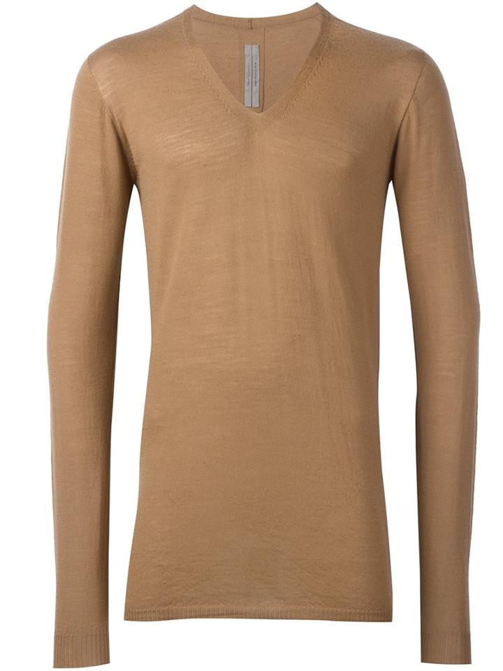 Rick Owens V-neck Jumpr, Men's, Size: Small, Nude/neutrals, Virgin Wool