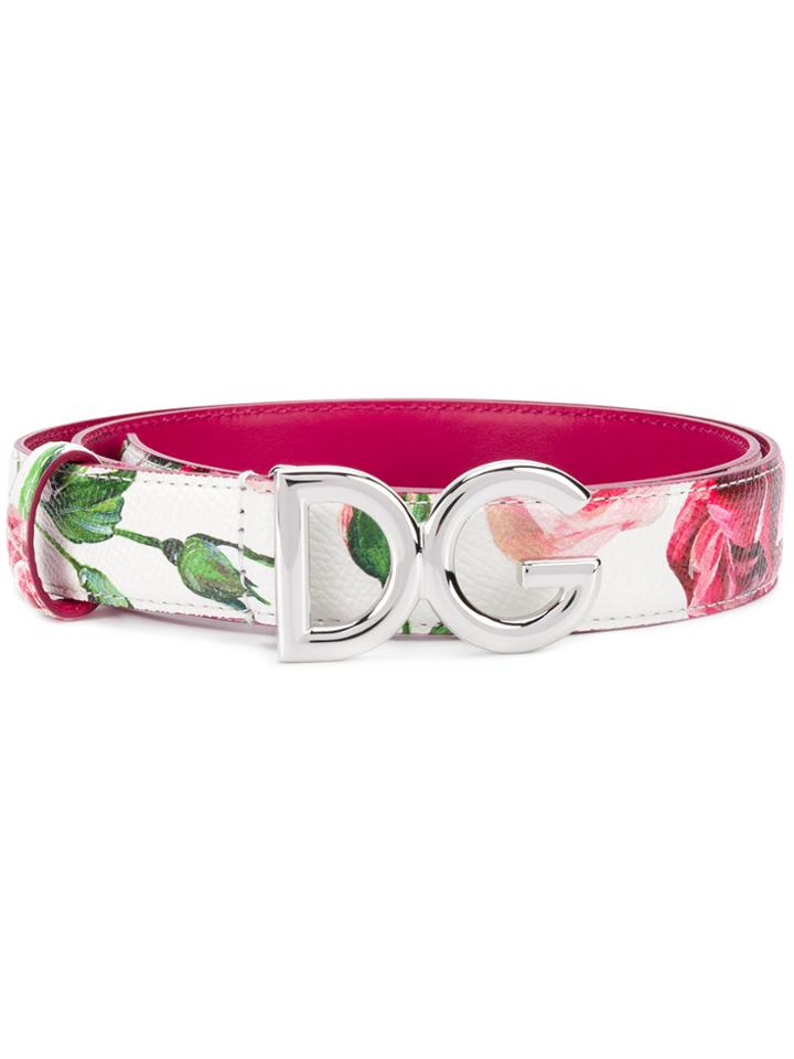 Dolce & Gabbana Peony Print Belt - White