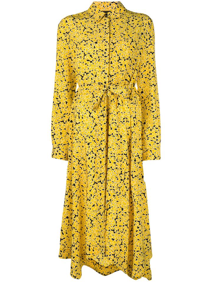 Cédric Charlier Floral Belted Shirt Dress - Yellow & Orange