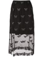 Fleur Du Mal Sheer Embroidered Skirt - Black