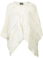 Maiyet - Loose Knit Poncho - Women - Cotton/linen/flax/polyester - One Size, White, Cotton/linen/flax/polyester