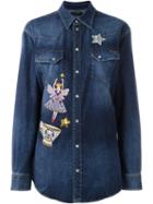 Dolce & Gabbana Embroidered Denim Shirt, Women's, Size: 42, Blue, Cotton/polyester/spandex/elastane/viscose