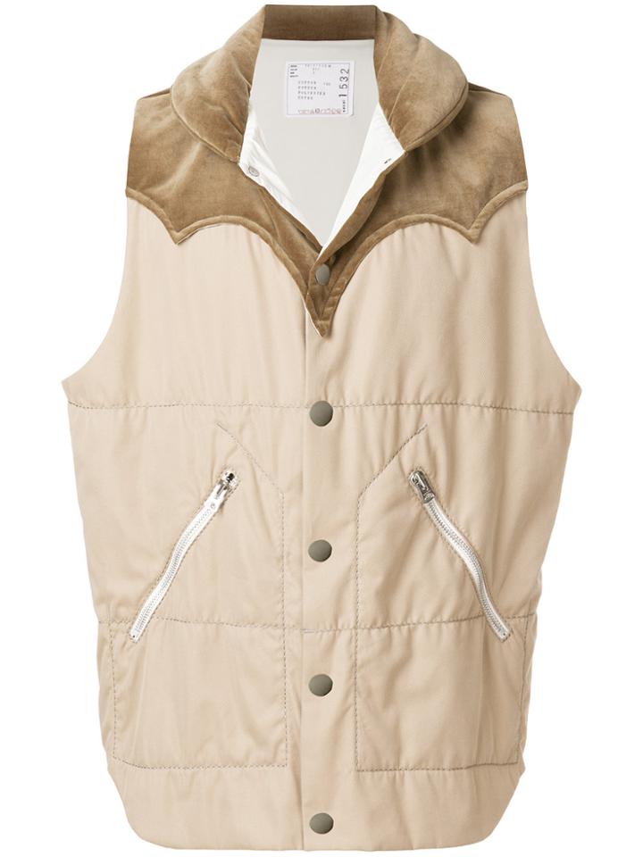 Sacai Two-tone Gilet - Nude & Neutrals