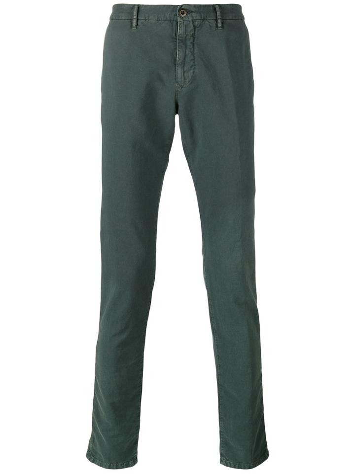 Incotex Chino Trousers, Men's, Size: 30, Green, Cotton/spandex/elastane