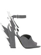 Prada 105mm Thunderbolt Appliqués Sandals - Grey