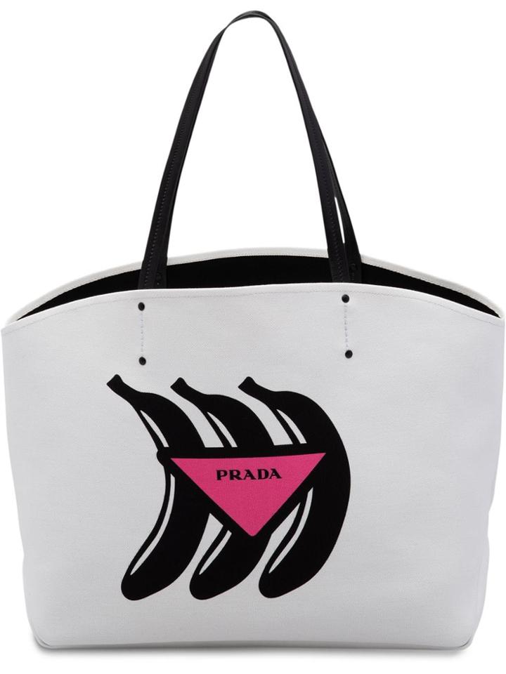 Prada Printed Tote Bag - White