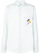 Msgm Chambray Chest Logo Shirt - Blue