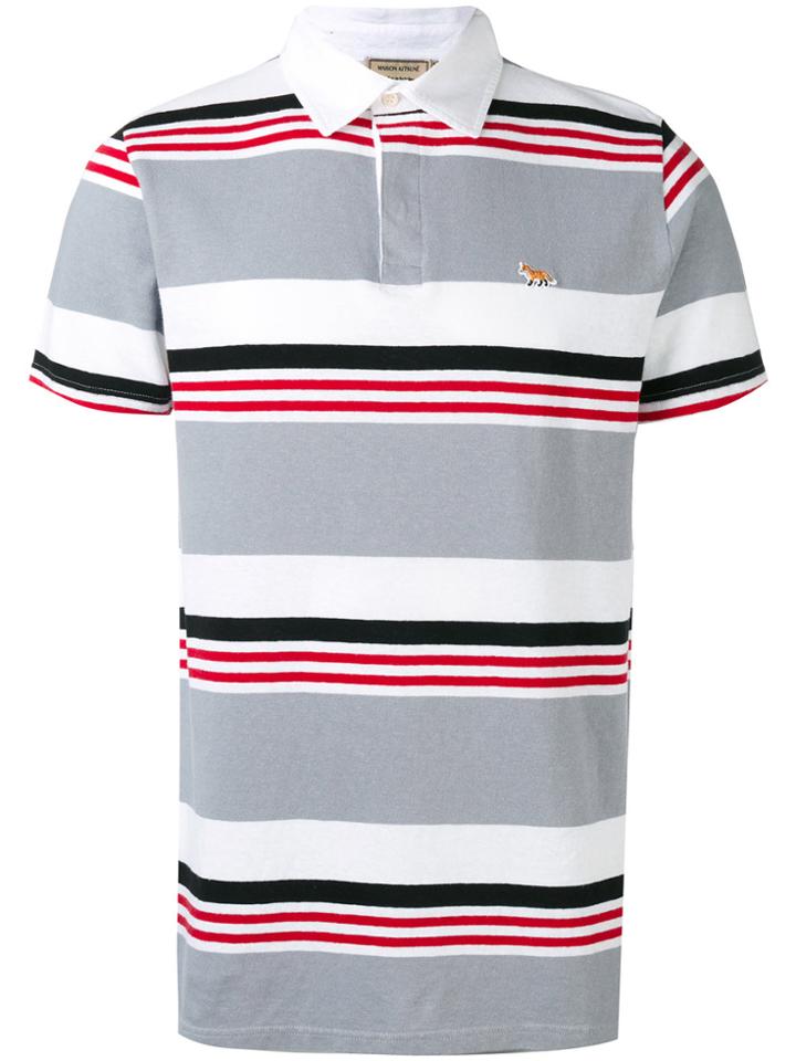 Maison Kitsuné Striped Polo Shirt - Grey