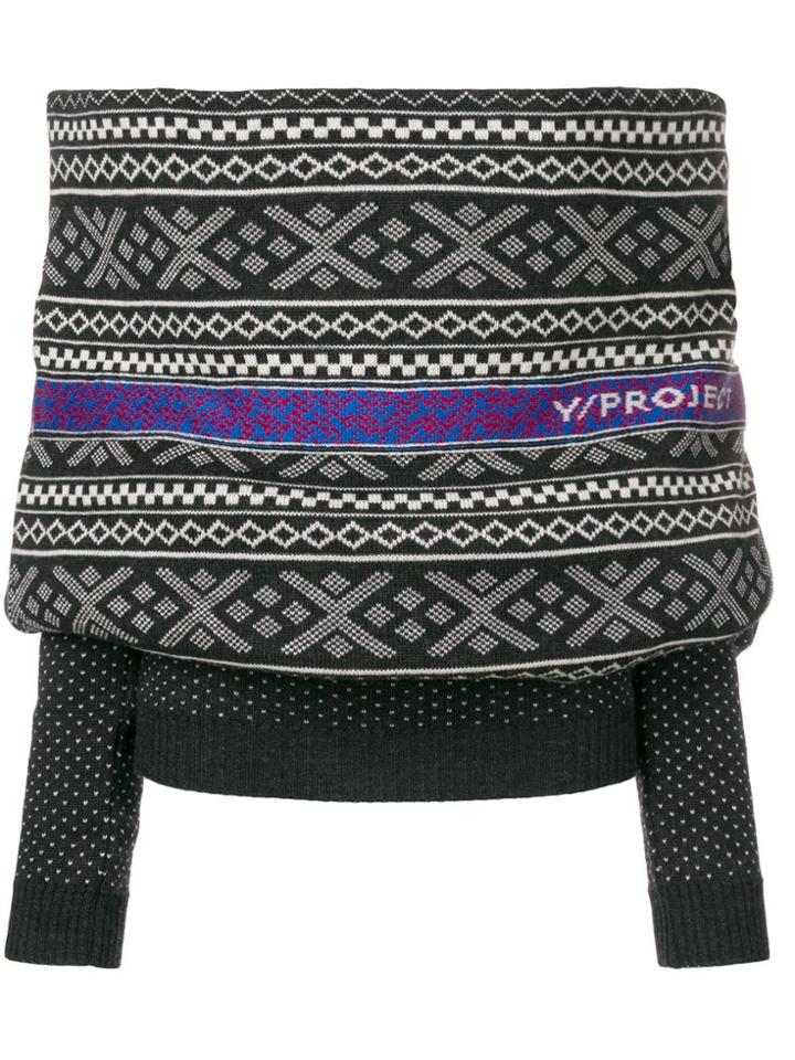 Y / Project Contrast Knitted Wrap Top - Black