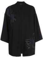 Natori Dragon Appliqué Kimono - Black