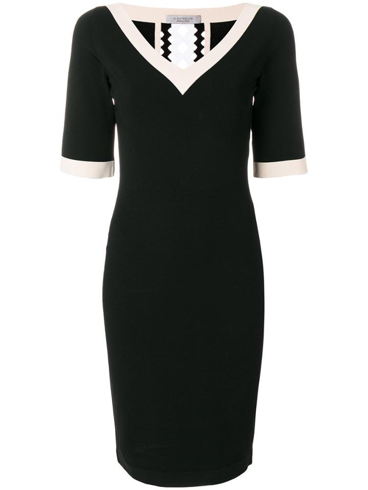 D.exterior Cut-out Fitted Dress - Black