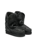Mou Kids Teen Stitched Slip-on Boots - Black