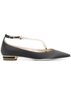 René Caovilla Pointed Ankle Strap Pumps - Grey