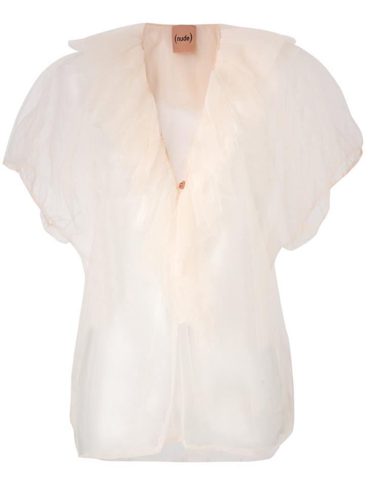 Nude Ruched Tulle Top - Nude & Neutrals