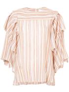 See By Chloé Striped Ruffle Blouse - Nude & Neutrals
