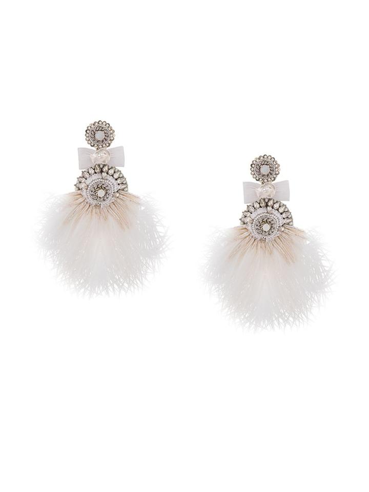 Ranjana Khan Feathered Oversized Earrings - White