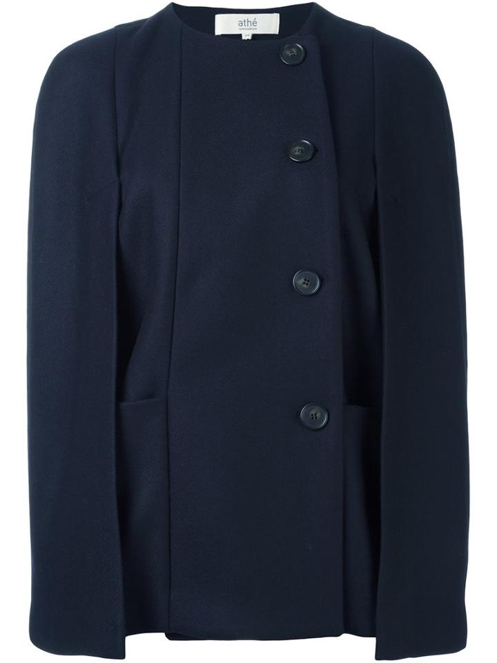 Vanessa Bruno Athé Off-centre Buttons Jacket, Women's, Size: 36, Blue, Cotton/polyamide/wool