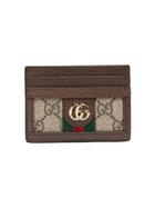 Gucci Ophidia Gg Leather And Canvas Cardholder - Brown