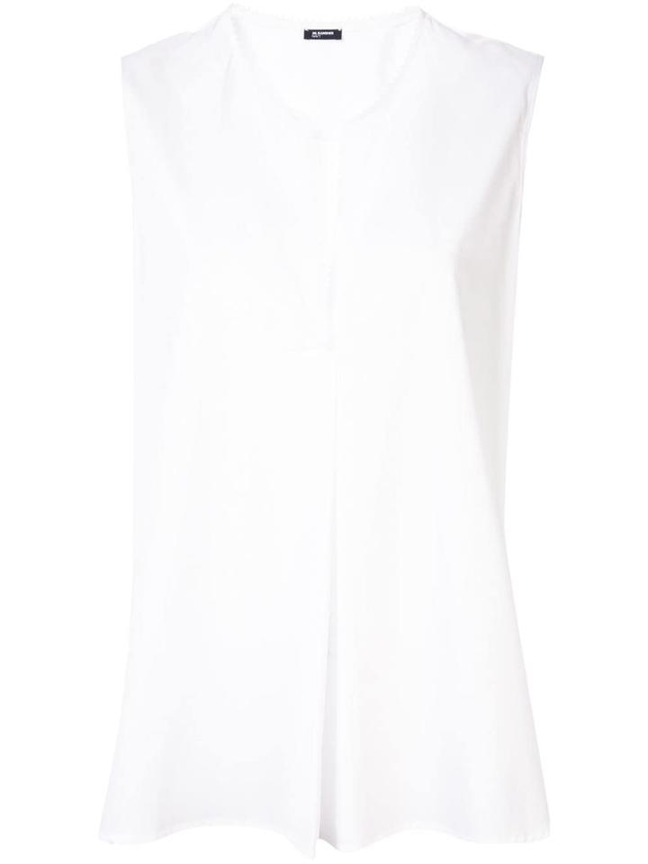 Jil Sander Navy Dot Trim Tank Top - White